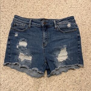 Judy Blue Distressed Cut Off Frayed Hem Denim Jean Shorts